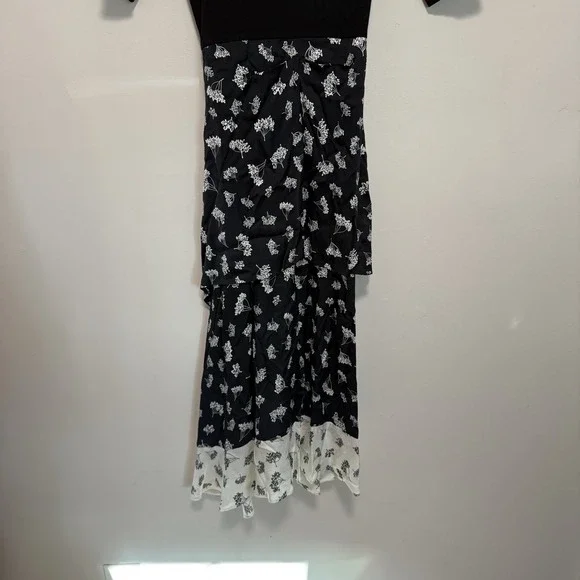 Maje NWT Raprina Mixed Material Midi Dress in Black Floral Size 38 (Medium) - Picture 9 of 11